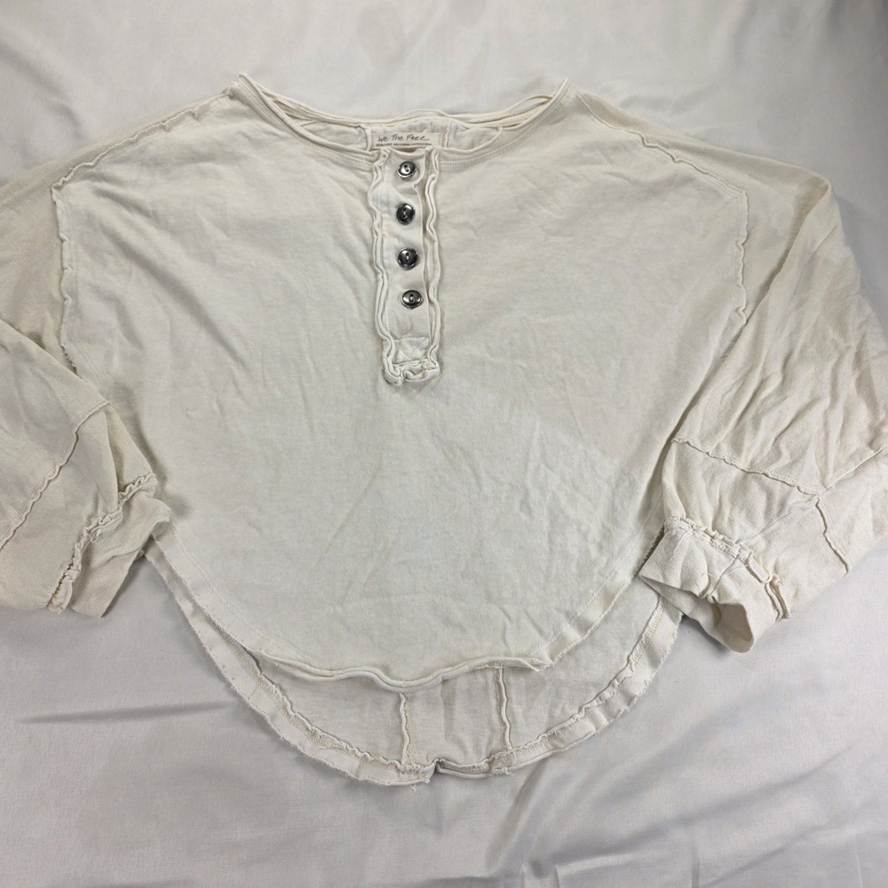 Free People We The Free One Of The Boys Henley Cream Ivory Oversized Top XL